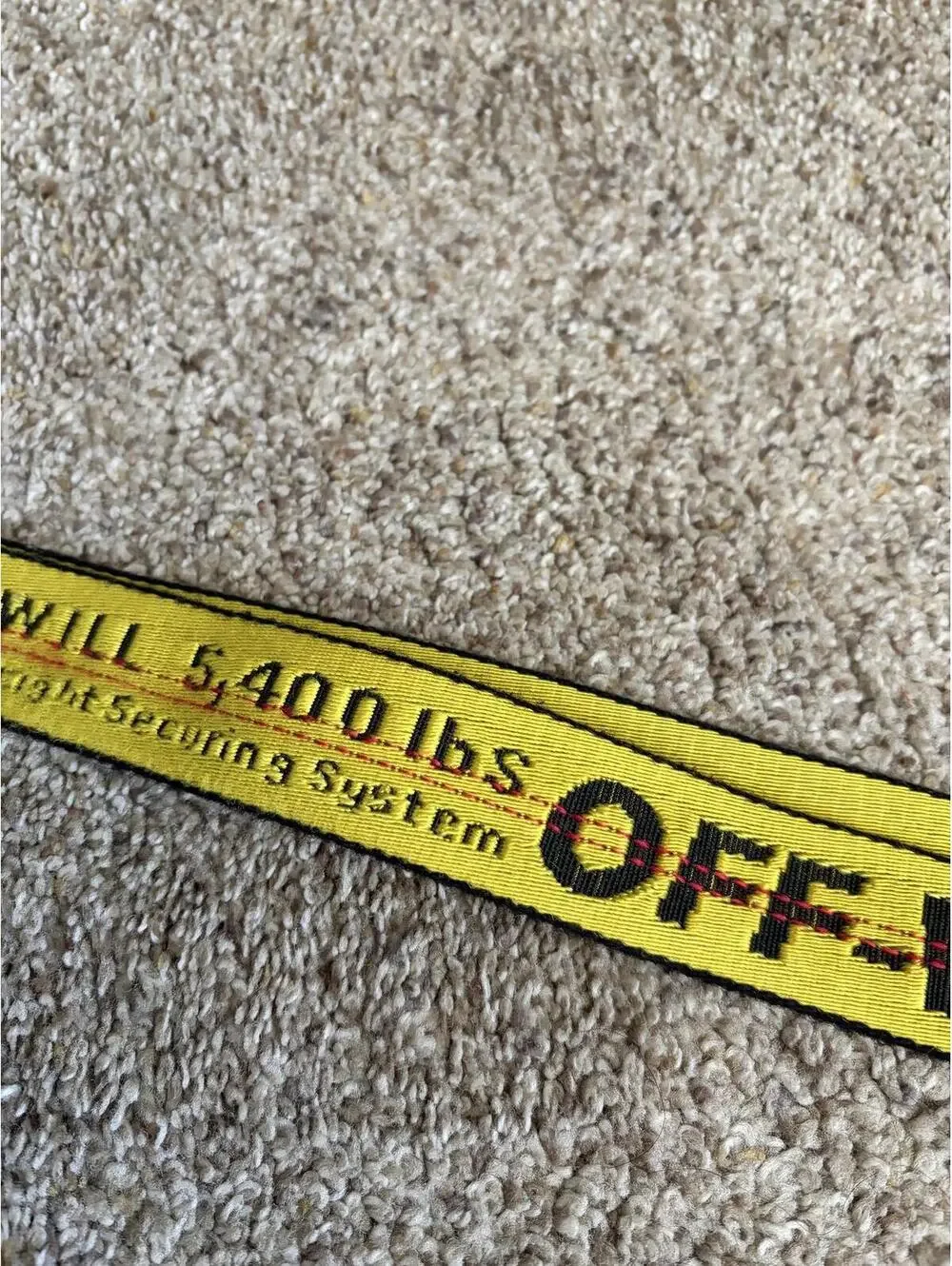 Off-White industrial yellow web logo belt